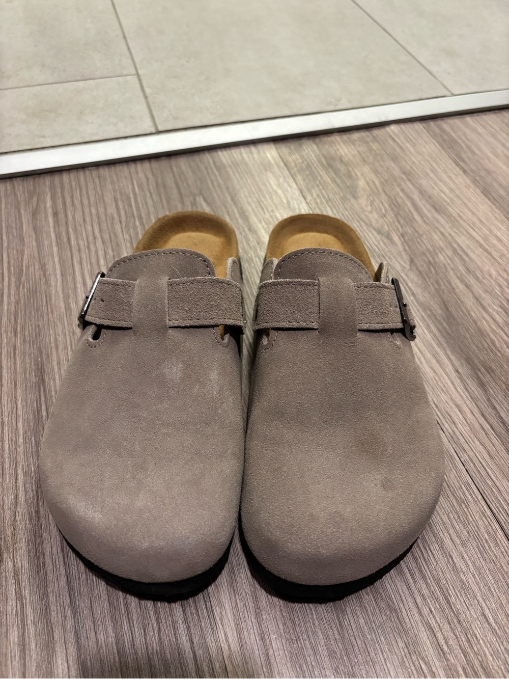 Women’s Suede Slip-On Clog in Taupe